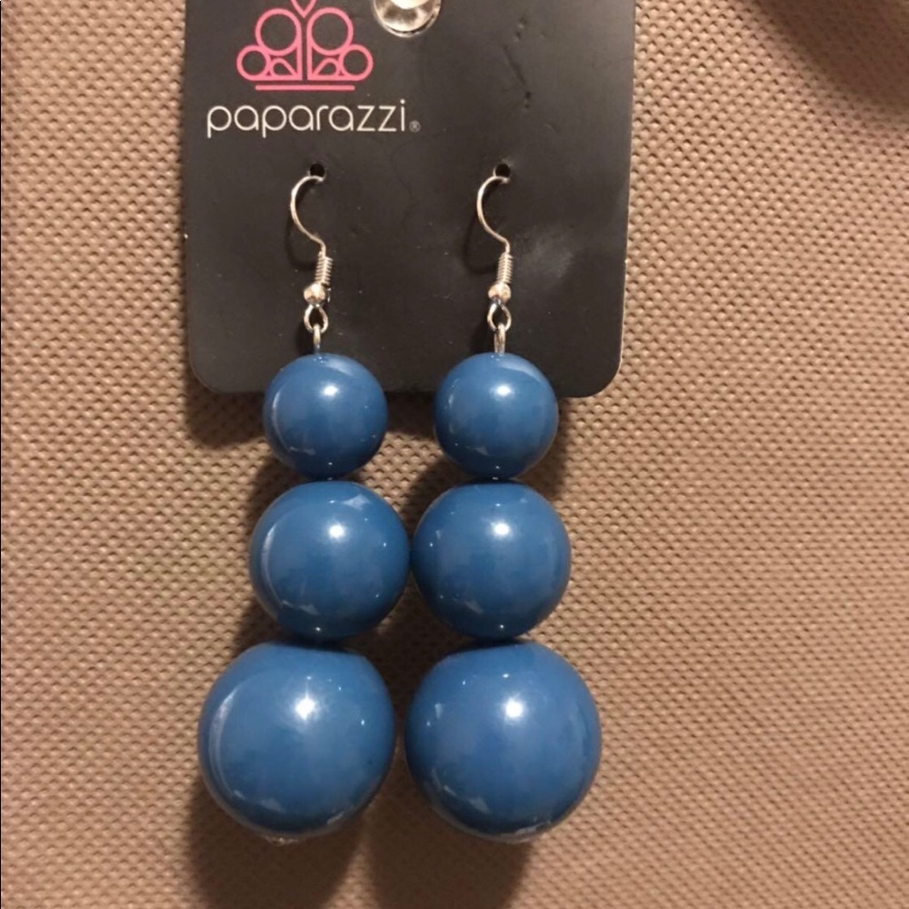 Paparazzi blue bead dangle earrings